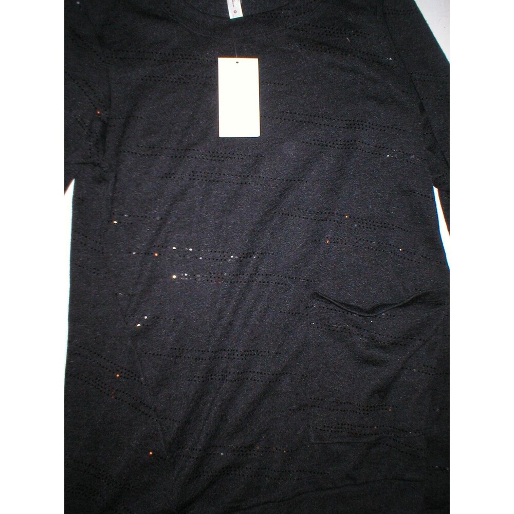 New NWT Womens California Bloom Long Black Top Shiny Dots Medium Unique Sweater